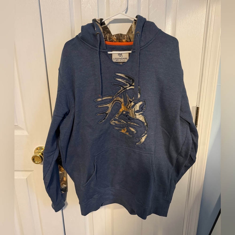 Legendary Whitetails Men's‎ Large Blue Camo Cotton Long Sleeve Hoodie